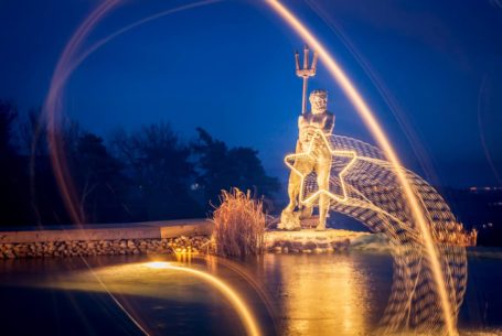 Schwimmteich vom Loft - mit Neptun